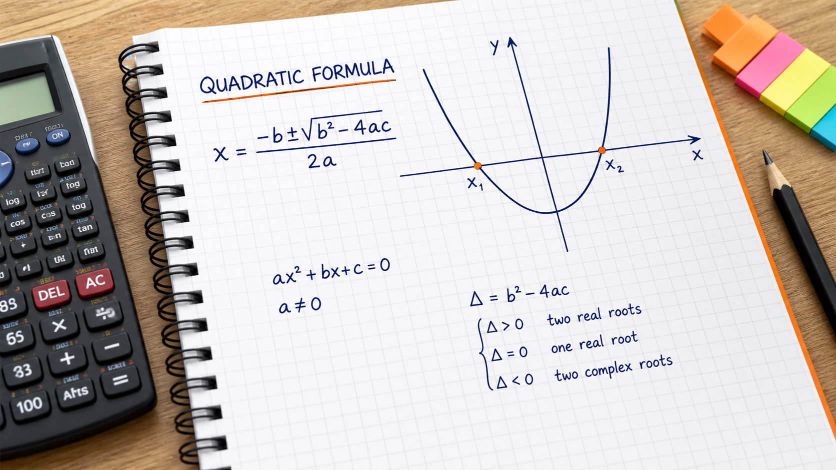 Quadratic Formula Examples: Roots and Discriminant illustration